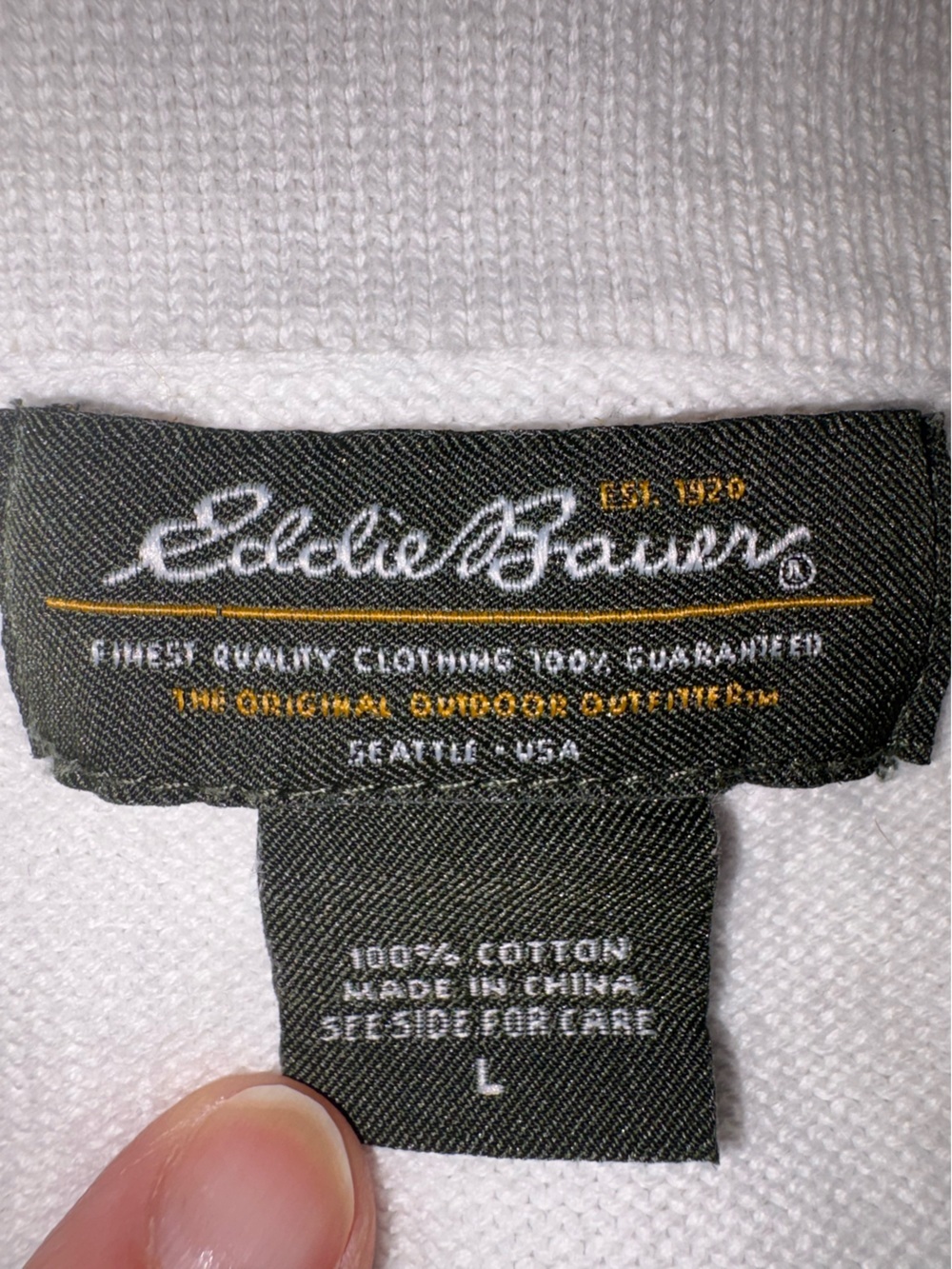 Eddie Bauer White Zip Front Short Sleeve Sweater Jacket Drawstring Neck Size L - Picture 3 of 6